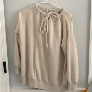 cream off shoulder sweater